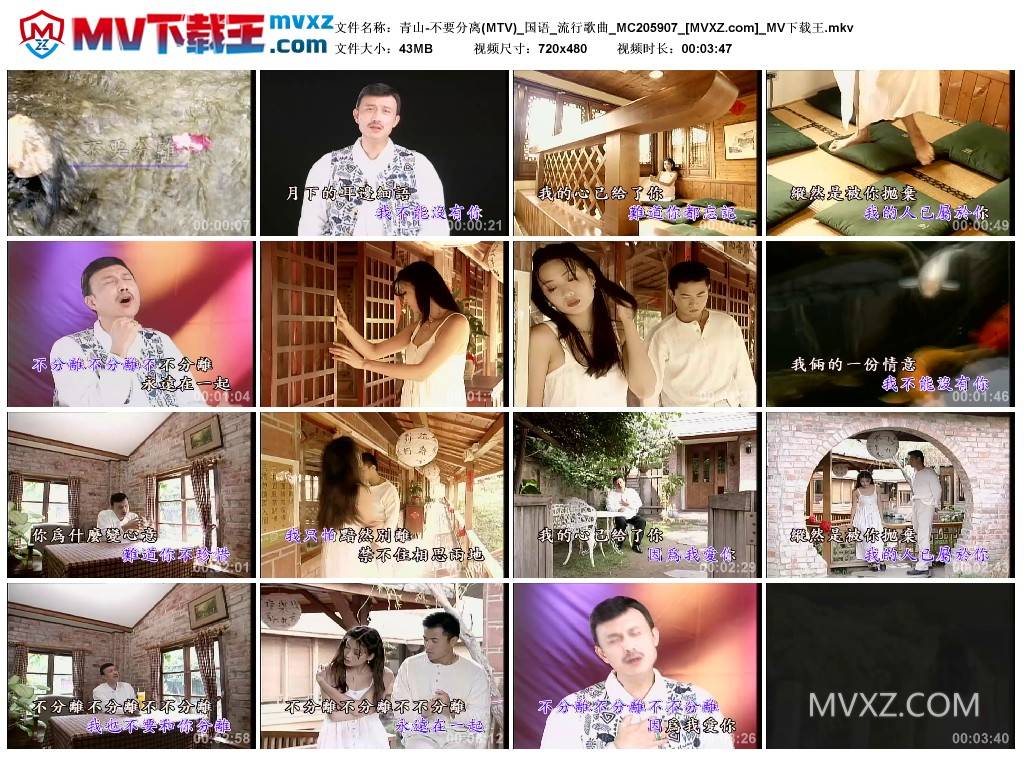 青山-不要分离(MTV)_国语_流行歌曲_MC205907